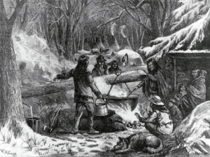 After European traders arrived on the scene and began providing iron kettles maple sugar and syrup production became a little easier. On the other hand, the effect of the European fur trade led to the destruction of Native Peoples' culture, so it wasn't all good.