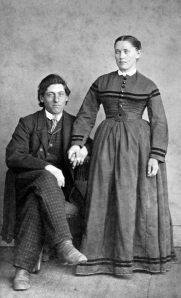 The wedding photo, a carte de visite, of John Peter and Amelia Minnich Lantz, taken in 1869. The couple, the author's great-grandparents, lived to celebrate their 73rd wedding anniversary.