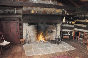 Fireplaces in the early inns on the Illinois frontier were large because they were used for both cooking and heating. 