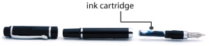 The cartridge pen allowed the look of a fountain pen without the muss and fuss of carrying a bottle of ink around in your pocket.