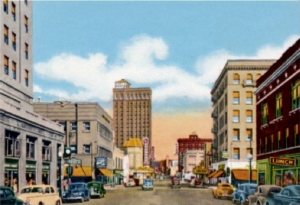 Main Street–now East Galena Boulevard–in downtown Aurora about 1940.