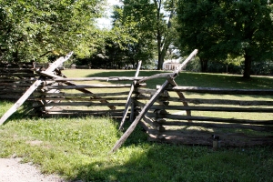 This is what a properly built split rail fence looks like. Rail fences were timber-intensive and required constant maintenance, but they were relatively cheap during the settlement era.