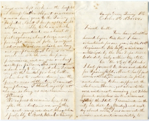 The first page of Alfred Lincoln Browne's October 1864 letter to Henry C. Cutter. Browne, then just 19, went on to live a full and interesting life. (Little White School Museum collection)