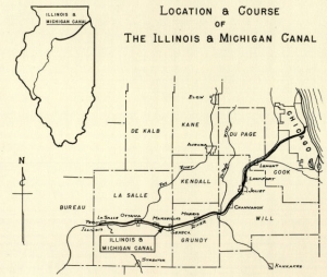The Illinois & Michigan Canal linked the Illinois River with Lake Michigan at Chicago. Although its heyday was brief, it boosted Illinois' economy starting in the late 1840s. (Wikipedia image)