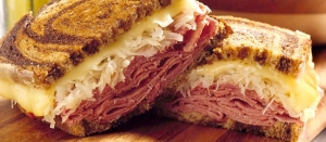 Hard to beat a classic Reuben sandwich on marbled rye, even if it's almost impossible to get one these days with real Russian dressing.