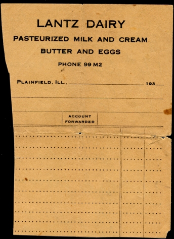 Lantz Dairy receipt