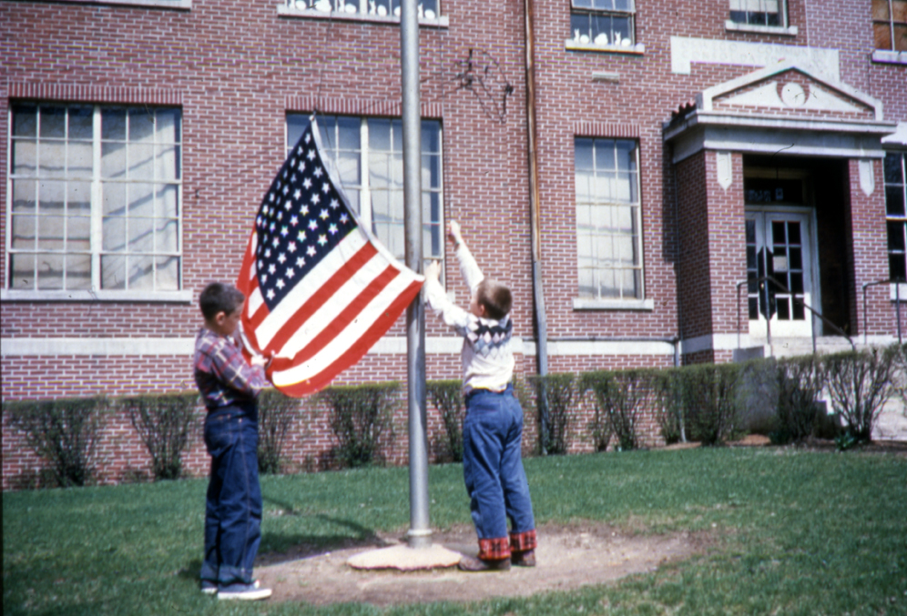 1957 Red Brick flag raising